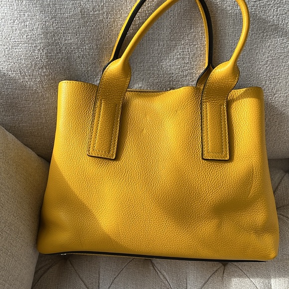 Yellow Genuine Leather Top Handle Handbag - Picture 2 of 13